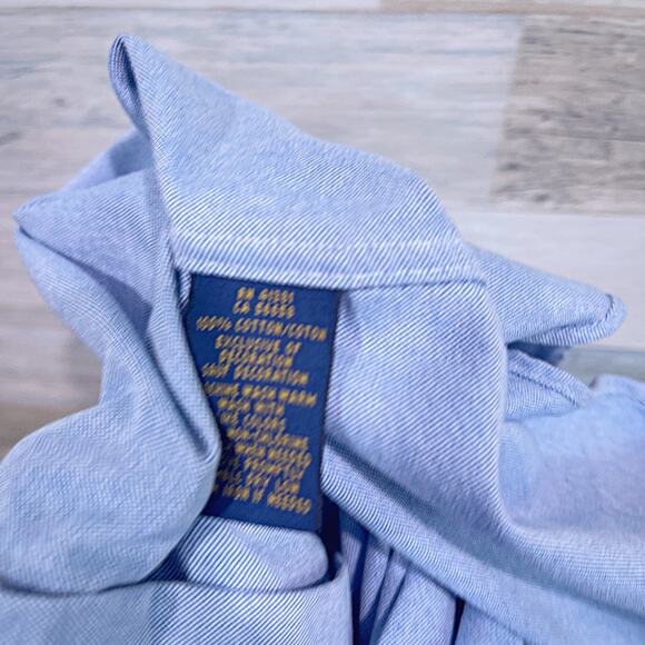 RALPH LAUREN Custom Fit Oxford Shirt Blue Button Down Preppy Casual Mens XL - Picture 6 of 6